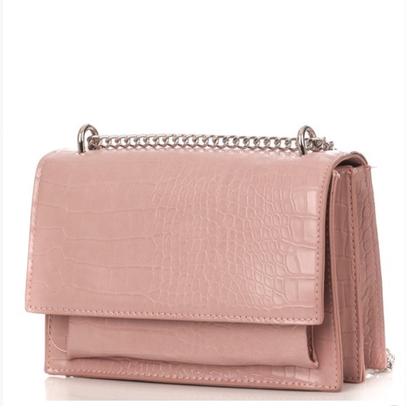 Handbags - "Emily" Pink Croc Embossed Handbag